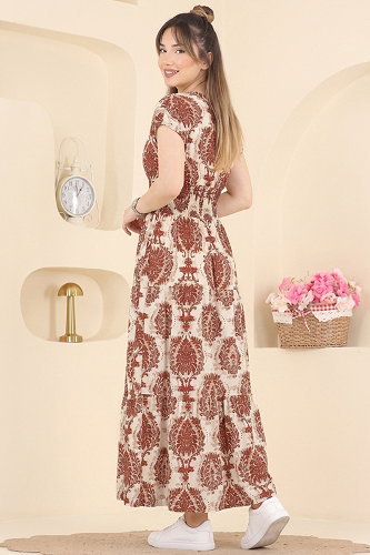 moda selvim Beli Gipeli Rahat Elbise 55174JNT1202 Taş - Thumbnail