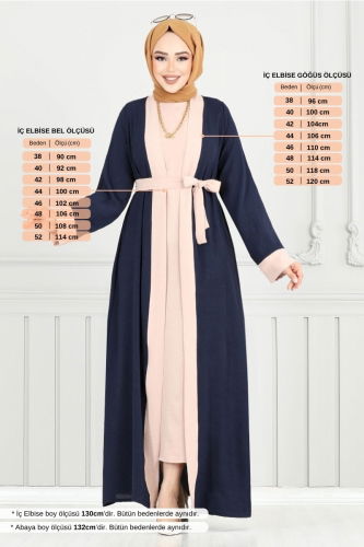 MRV B.G.S. - Beli Kemerli Abaya Takım 0339BGS895-M Laci