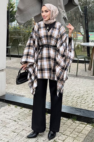 moda selvim Beli Kemerli Ekose Panço 4701ALGK1170 Vizyon - Thumbnail