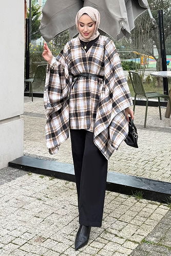 moda selvim Beli Kemerli Ekose Panço 4701ALGK1170 Vizyon - Thumbnail