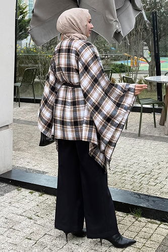 moda selvim Beli Kemerli Ekose Panço 4701ALGK1170 Vizyon - Thumbnail