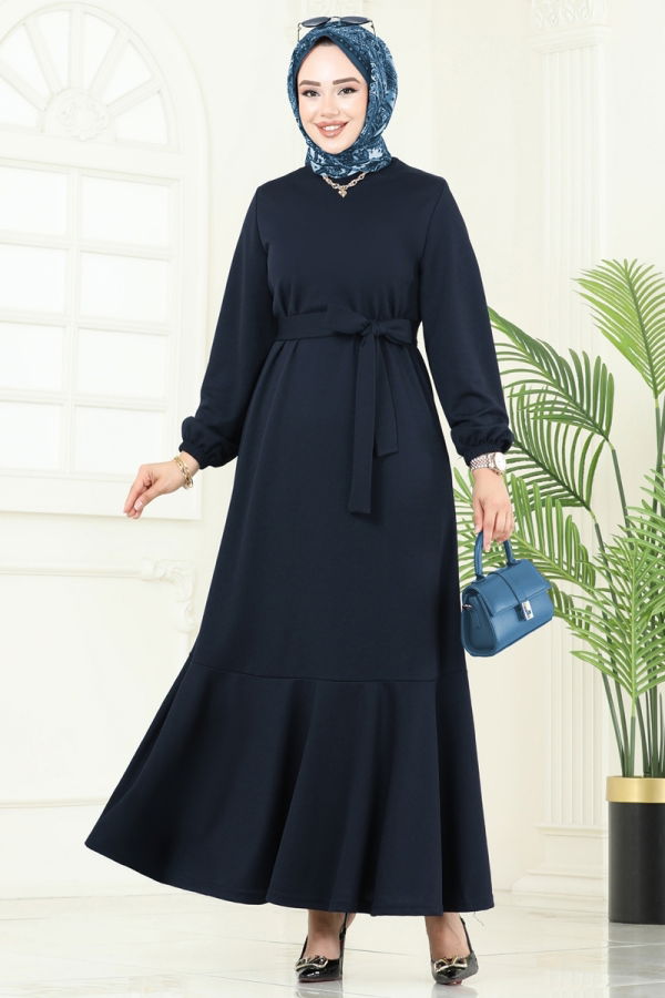 Modaselvim Elbise Beli Kemerli Mira Elbise 23028UKB139 Laci