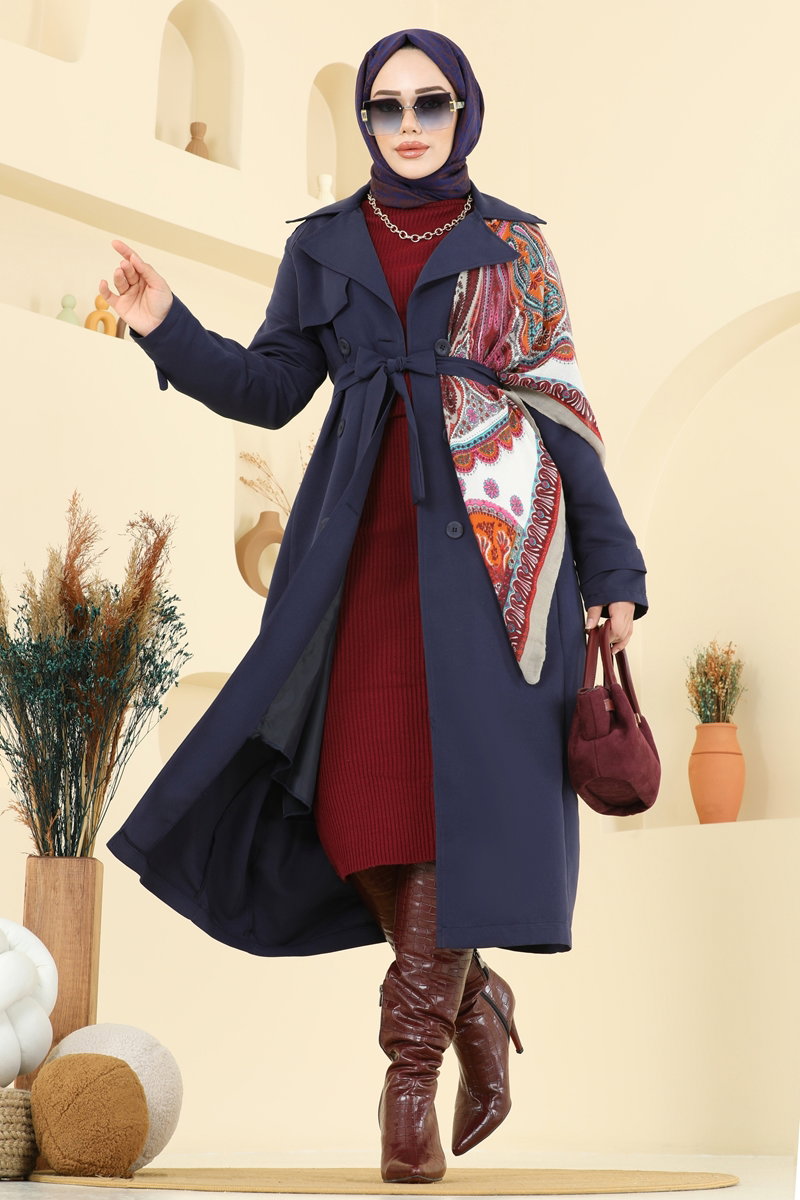 Beli Kuşaklı Cepli Trençkot 6248BSK463 Laci