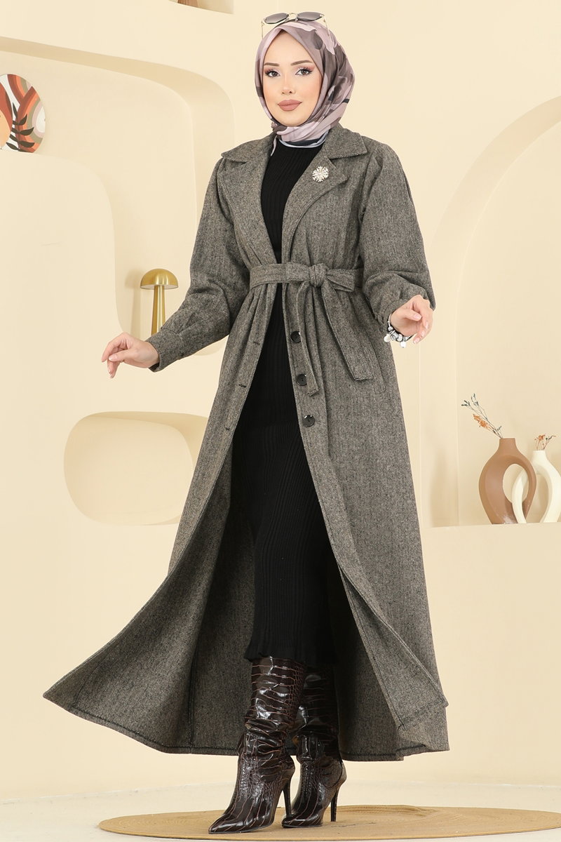 Beli Kuşaklı Kaşe Kaban 9054S324 Vizyon