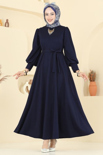 U.K.B. - Beli Kuşaklı Krep Elbise 23031UKB139 Laci