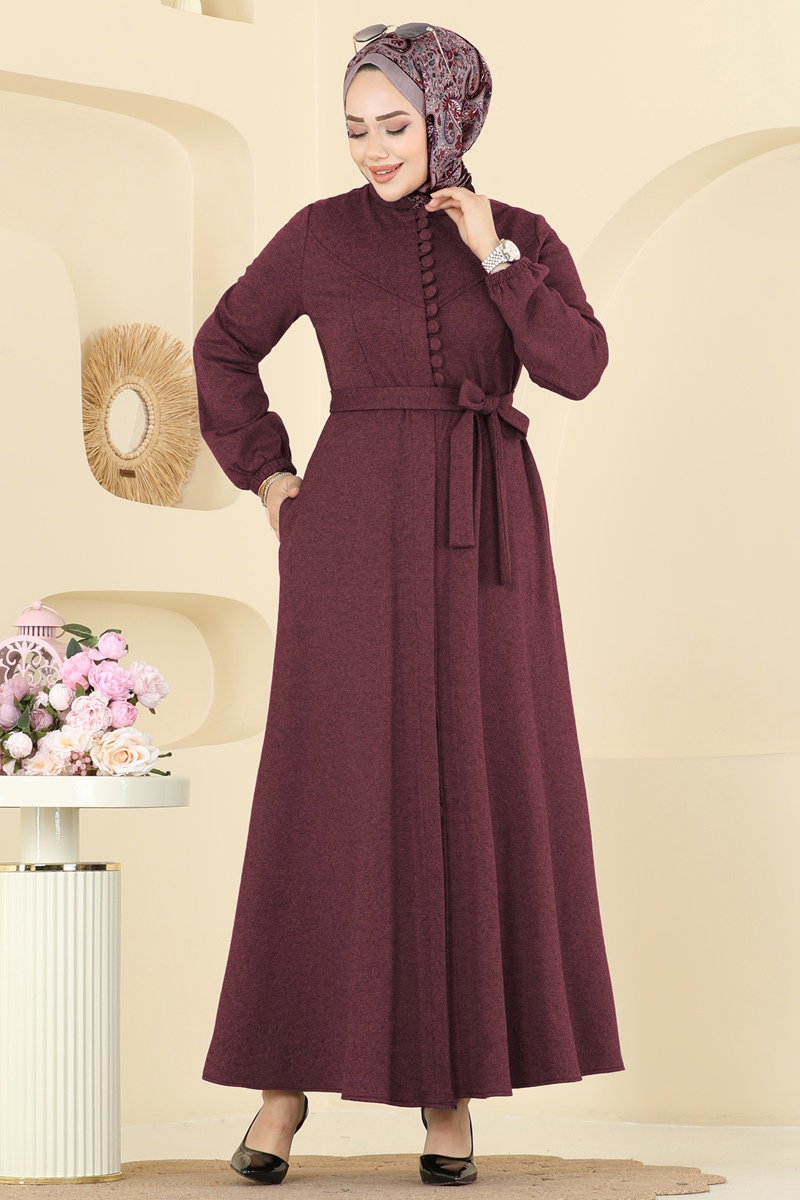 Beli Kuşaklı Tivit Ferace 2769SL432 Bordo