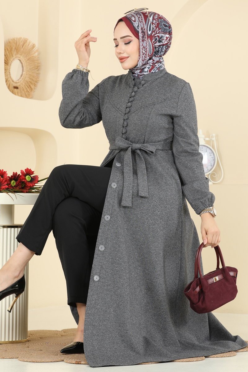 Beli Kuşaklı Tivit Ferace 2769SL432 Gri