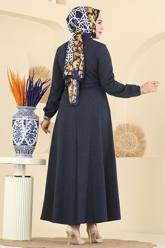 moda selvim Beli Kuşaklı Tivit Ferace 2769SL432 Laci - Thumbnail