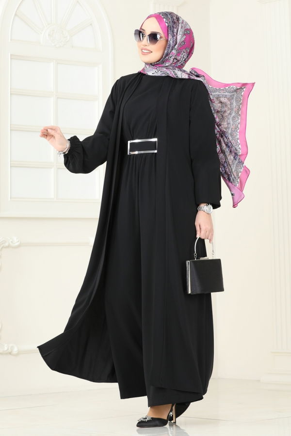 Modaselvim Tulum Beli Lastikli Abaya Tulum 2628SL432 Siyah
