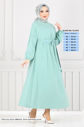 MRV M.R. - Beli Lastikli Elbise 012MR1077-M Mint