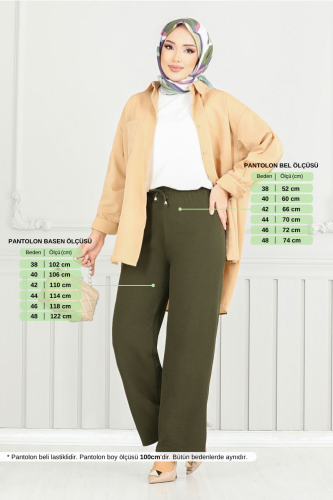 MRV M.R. - Beli Lastikli Pantolon 0006MR1077-M Haki