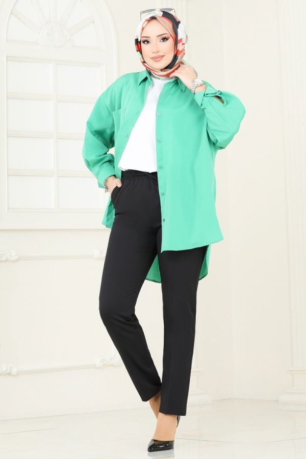Modaselvim Pantolon Beli Lastikli Pantolon 6626YG95 Siyah