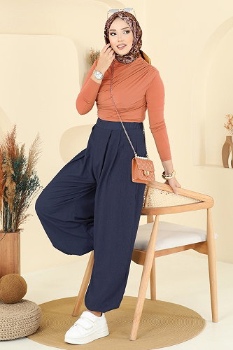 moda selvim Beli Lastikli Şalvar Pantolon 0001ERK1158 Laci - Thumbnail