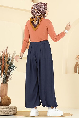 moda selvim Beli Lastikli Şalvar Pantolon 0001ERK1158 Laci - Thumbnail