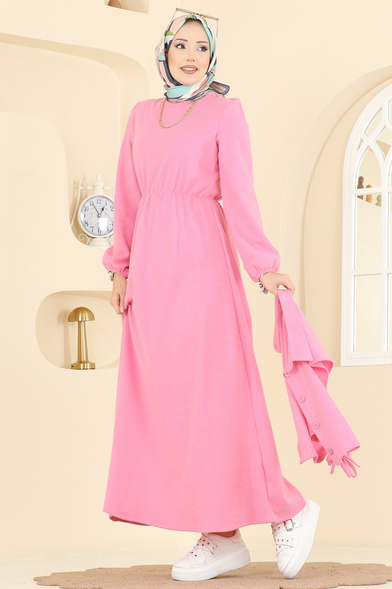 Beli Lastikli Yelekli Takım 3066KTR750 Pembe