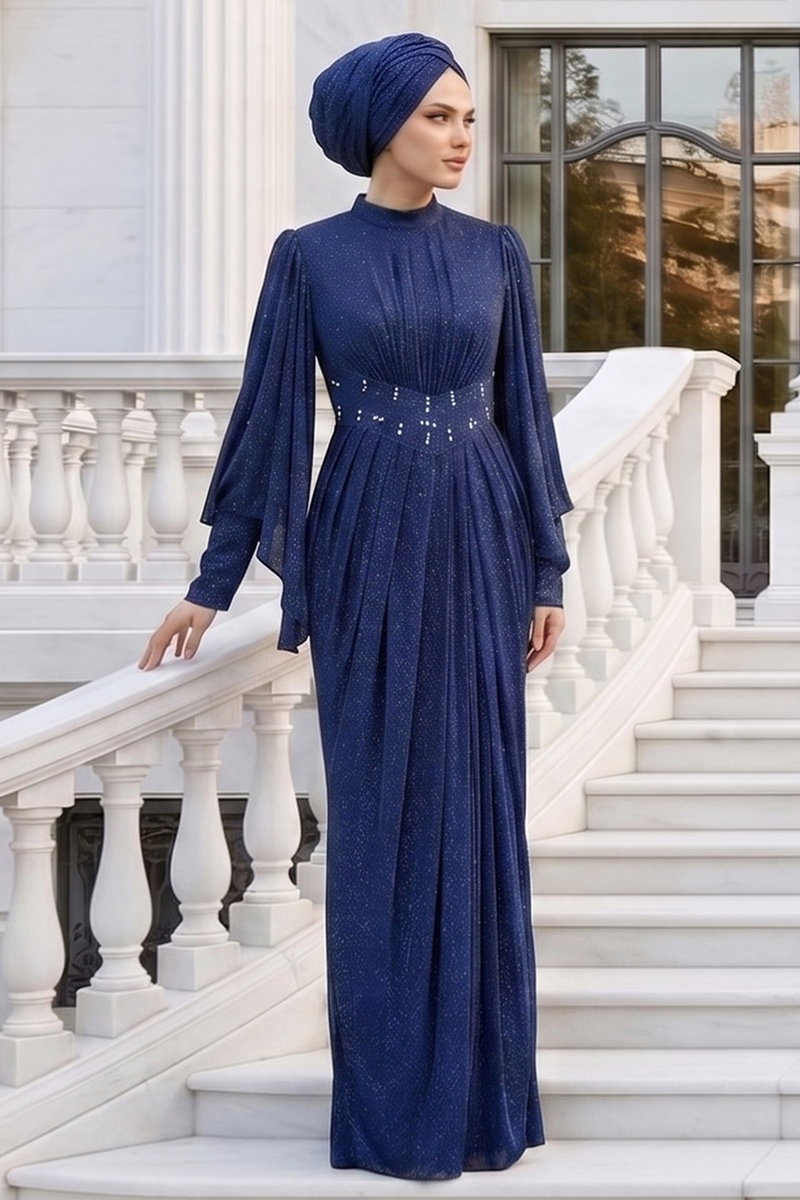 Beli Taşlı Simli Elbise 102DMNK1166 Laci