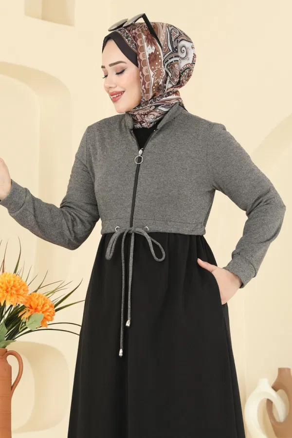 Modaselvim Ferace Beli Tünel Detaylı Ferace 2017FON792 Vizyon&Siyah