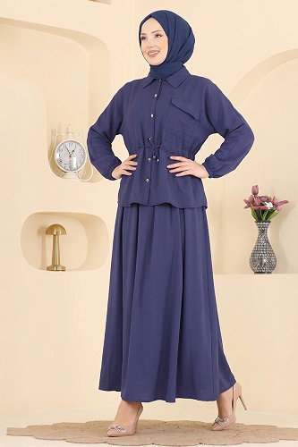 moda selvim Beli Tünelli 2 li Takım 114NZRK1200 Açık Laci - Thumbnail