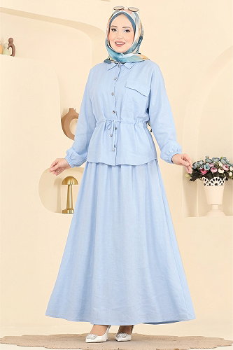 moda selvim Beli Tünelli 2 li Takım 114NZRK1200 Bebe Mavisi - Thumbnail