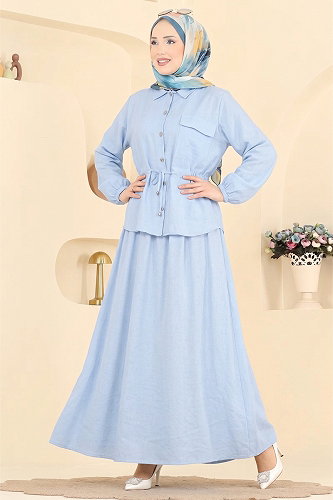 moda selvim Beli Tünelli 2 li Takım 114NZRK1200 Bebe Mavisi - Thumbnail