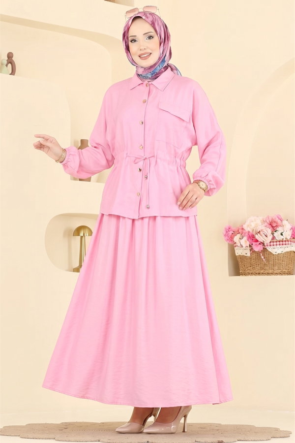Modaselvim Kombin Beli Tünelli 2 li Takım 114NZRK1200 Pembe