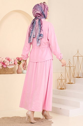 moda selvim Beli Tünelli 2 li Takım 114NZRK1200 Pembe - Thumbnail