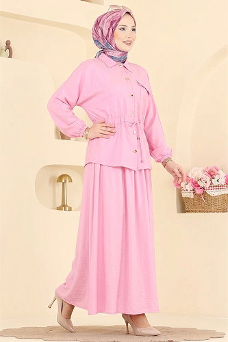 moda selvim Beli Tünelli 2 li Takım 114NZRK1200 Pembe - Thumbnail