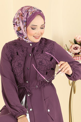 moda selvim Beli Tünelli 2 li Takım 2957SL432 Koyu Lila - Thumbnail