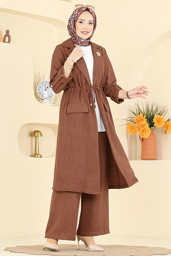 moda selvim Beli Tünelli 2 li Takım 5038MP806 Kahve - Thumbnail