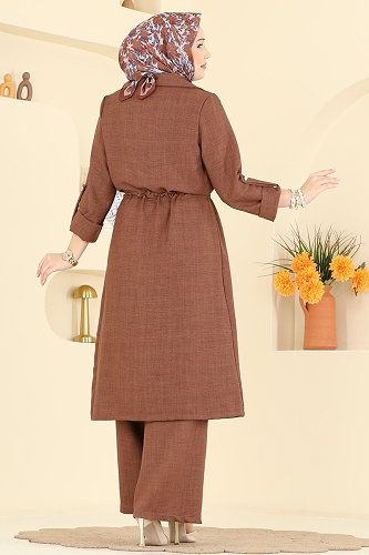 moda selvim Beli Tünelli 2 li Takım 5038MP806 Kahve - Thumbnail