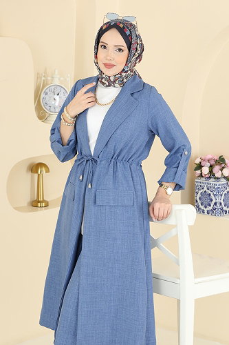 moda selvim Beli Tünelli 2 li Takım 5038MP806 Mavi - Thumbnail