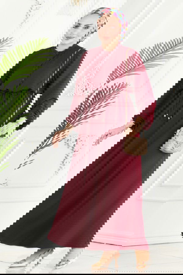 Modaselvim SEPETTE NET %20 + %10 İNDİRİM Beli Tünelli Aerobin Elbise 115MP806 Bordo