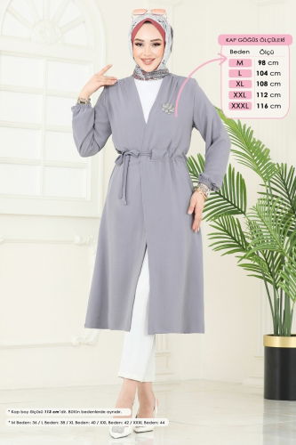 moda selvim Beli Tünelli Aerobin Kap 5097UZ662 Gri - Thumbnail