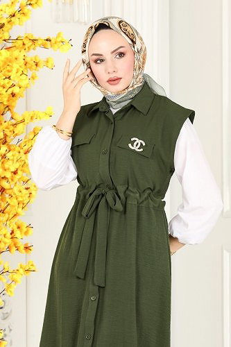 moda selvim Beli Tünelli Aerobin Takım 3017BLU797 Haki - Thumbnail