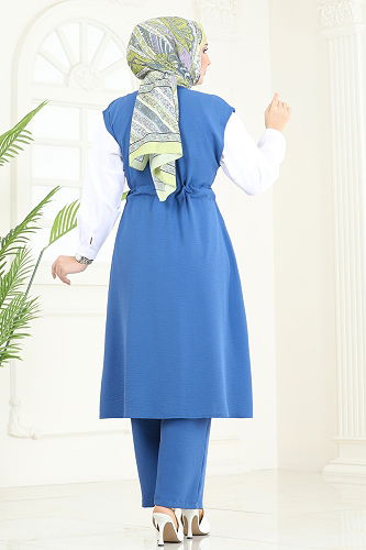 moda selvim Beli Tünelli Aerobin Takım 3017BLU797 İndigo - Thumbnail