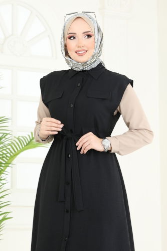 moda selvim Beli Tünelli Aerobin Takım 3017BLU797 Siyah - Thumbnail