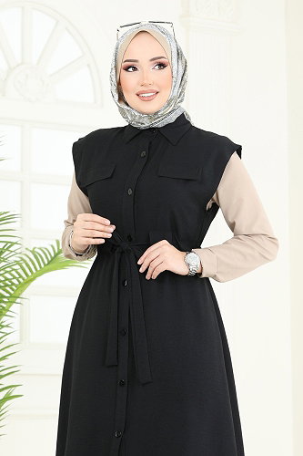 moda selvim Beli Tünelli Aerobin Takım 3017BLU797 Siyah - Thumbnail