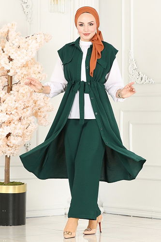 moda selvim Beli Tünelli Aerobin Takım 3017BLU797 Zümrüt - Thumbnail