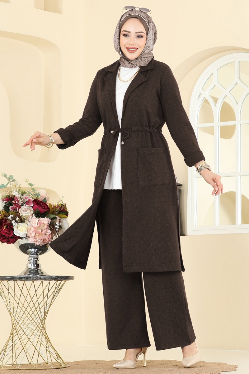 Beli Tünelli Balıksırtı Takım 24081UKBK1160 Kahve