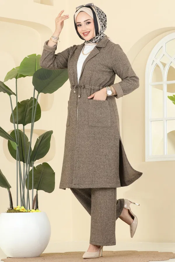 Modaselvim Kombin Beli Tünelli Balıksırtı Takım 24081UKBK1160 Vizyon