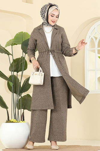 moda selvim Beli Tünelli Balıksırtı Takım 24081UKBK1160 Vizyon - Thumbnail