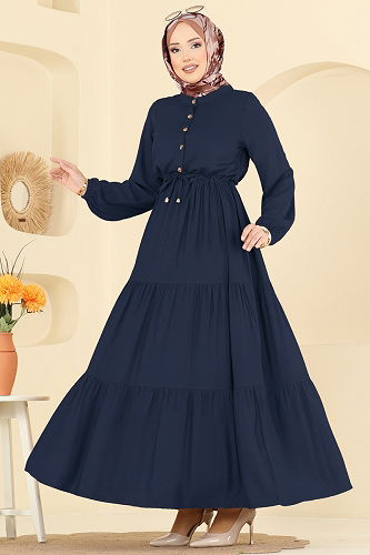 moda selvim Beli Tünelli Belmando Elbise 7138BG354 Laci - Thumbnail