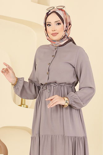 moda selvim Beli Tünelli Belmando Elbise 7138BG354 Vizyon - Thumbnail