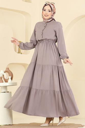 moda selvim Beli Tünelli Belmando Elbise 7138BG354 Vizyon - Thumbnail