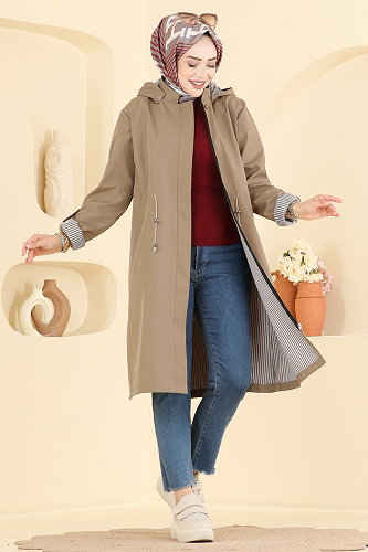 moda selvim Beli Tünelli Bondit Trençkot 1001MSA980 Vizyon - Thumbnail
