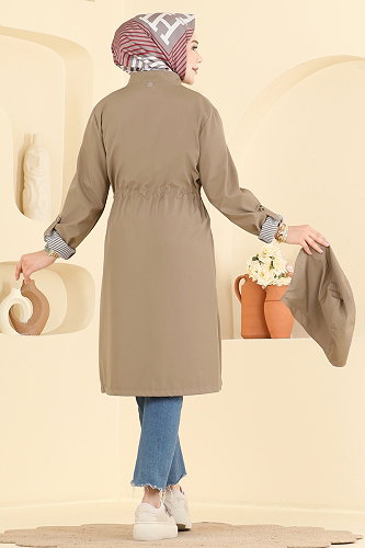 moda selvim Beli Tünelli Bondit Trençkot 1001MSA980 Vizyon - Thumbnail