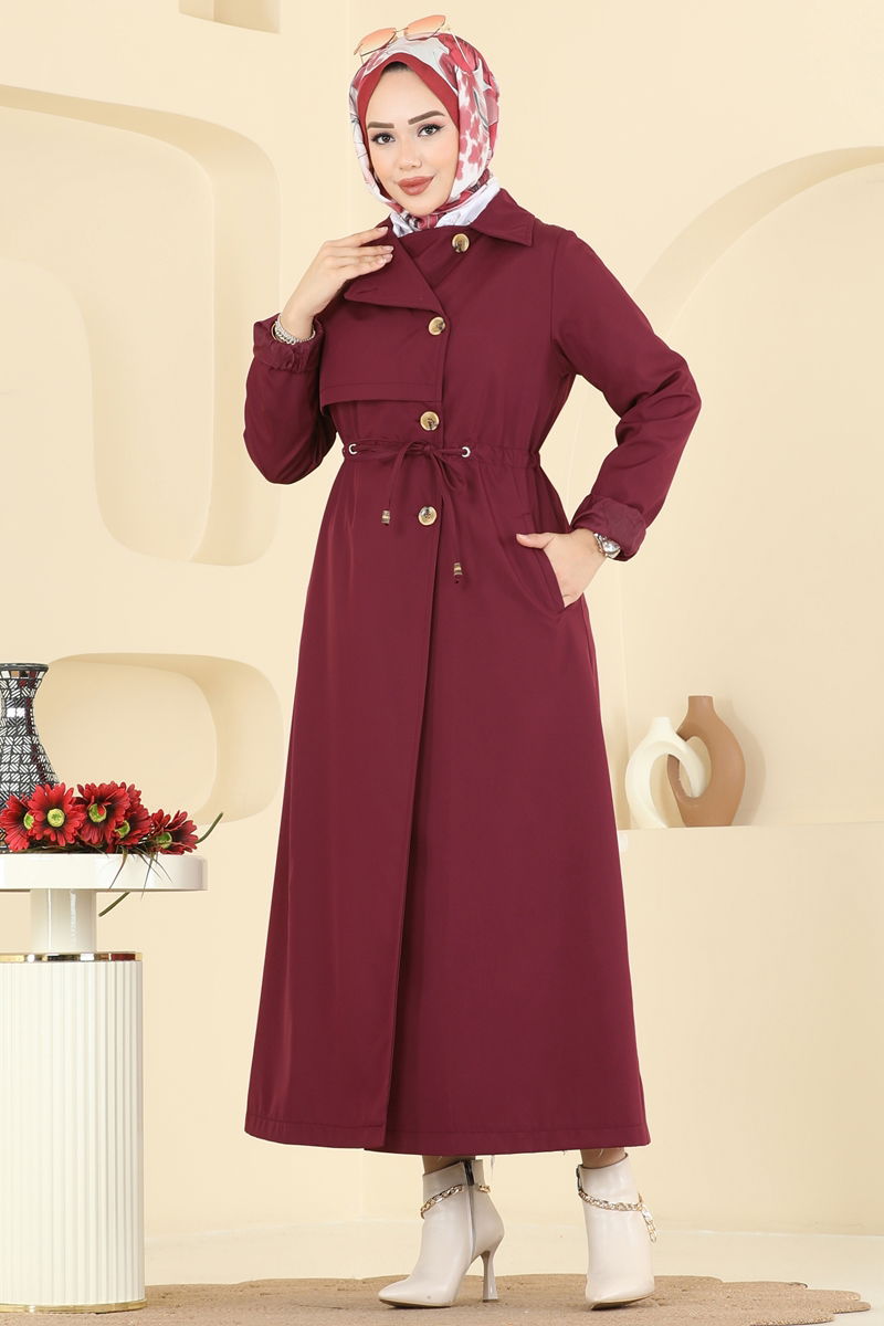 Beli Tünelli Bondit Trençkot 6223ANT466 Bordo
