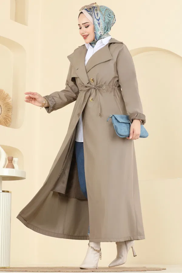 Modaselvim Trençkot Beli Tünelli Bondit Trençkot 6223ANT466 Vizyon