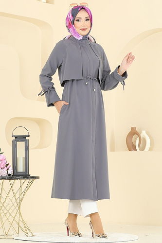 moda selvim Beli Tünelli Dabıl Kap 2740SL432 Gri - Thumbnail