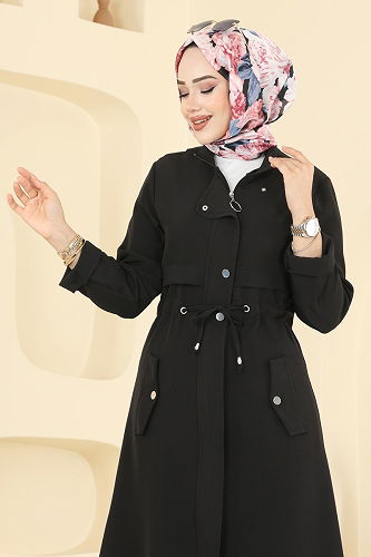 moda selvim Beli Tünelli Dabıl Takım PL9168 Siyah - Thumbnail